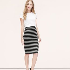 Loft striped long pencil skirt